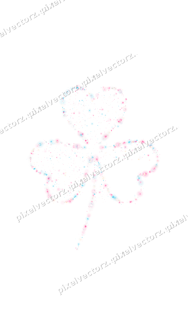 Seamless glitter shamrock in pink and cyan on a transparent background