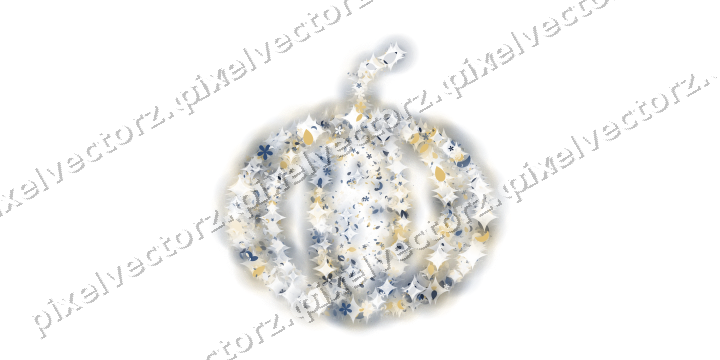 Seamless glitter pumpkin in dark blue on a transparent background