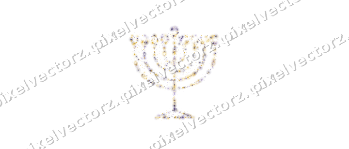 Seamless glitter menorah in amber on a transparent background