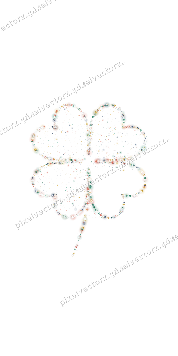 Seamless glitter four leaf clover in amber on a transparent background