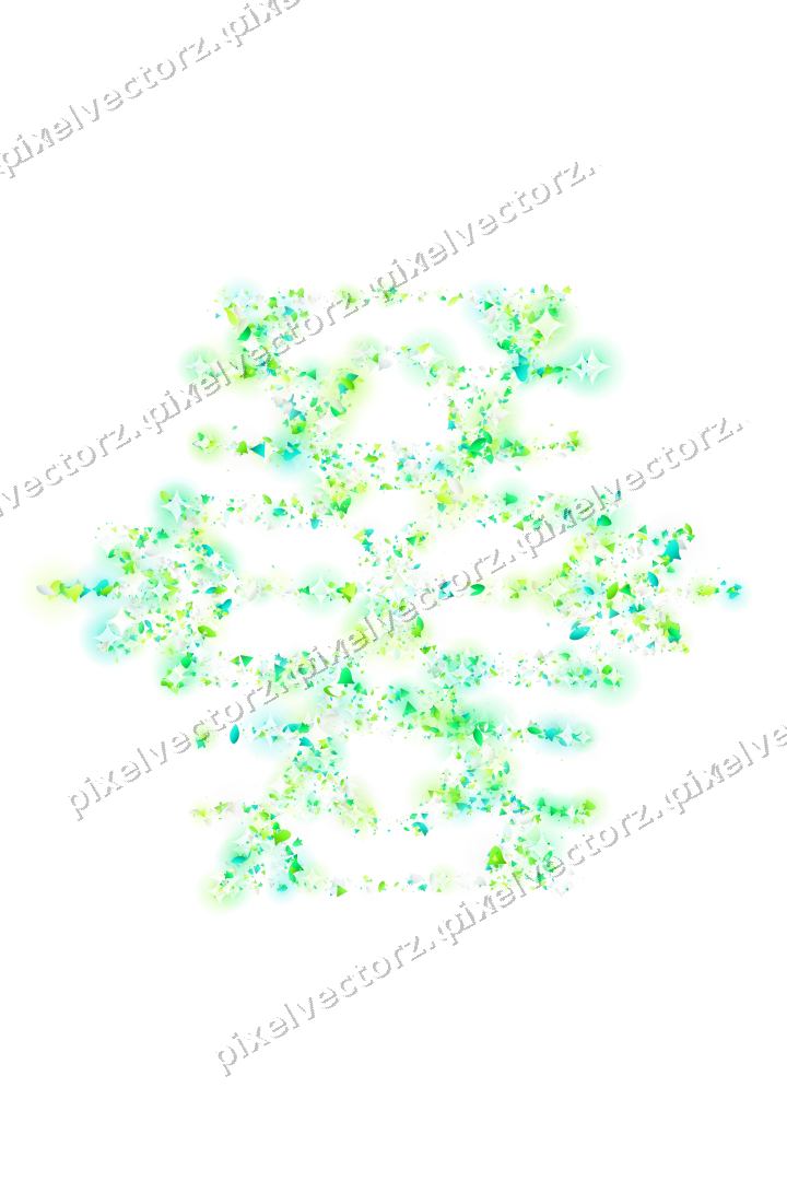 Seamless glitter snowflake in green on a transparent background