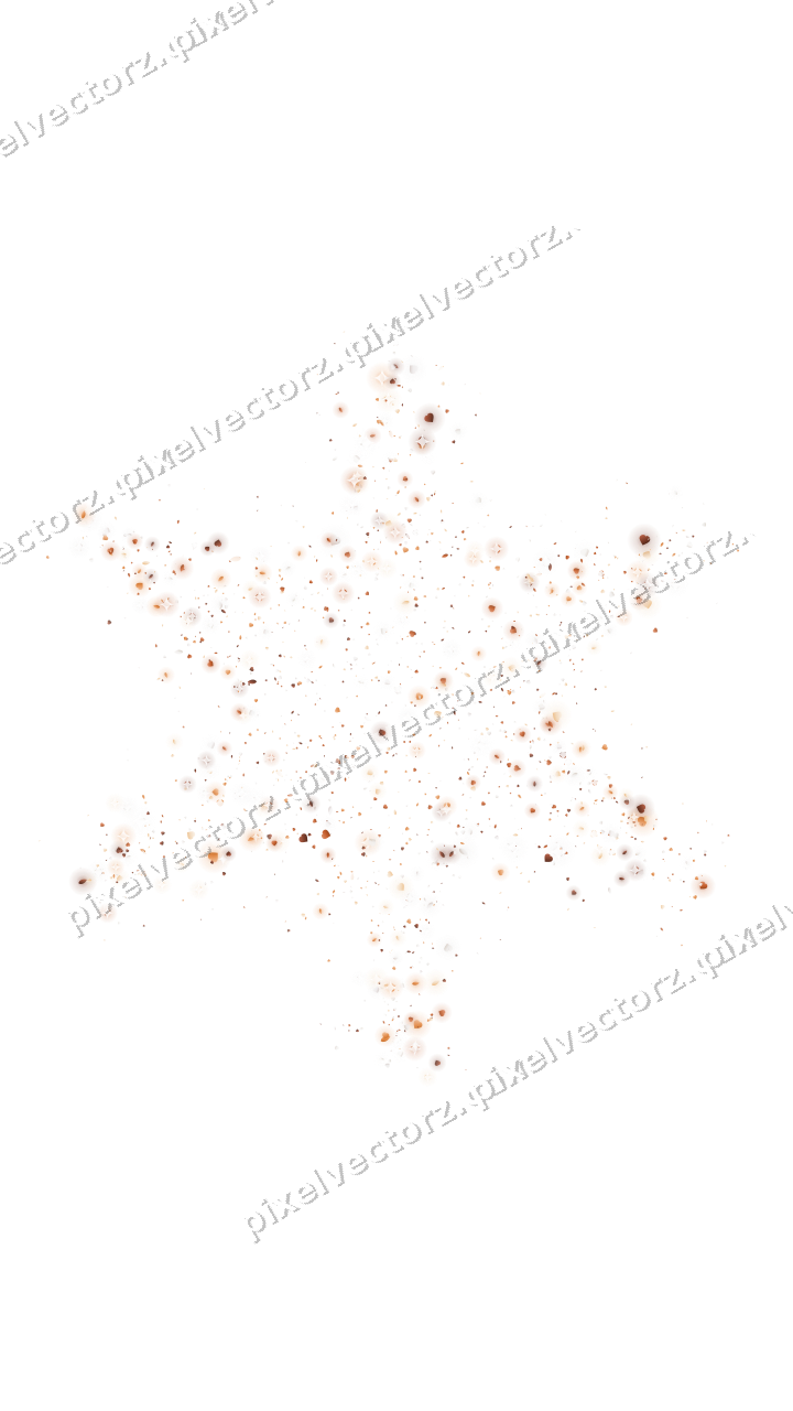 Seamless glitter star of hearts and leaves on a transparent background