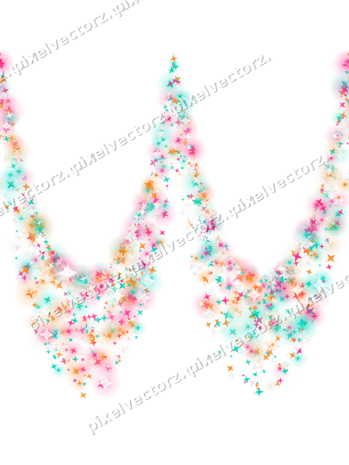 Seamless glitter garland of stars in pink on a transparent background