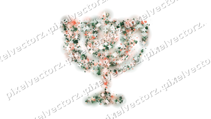 Seamless glitter menorah in dark green on a transparent background