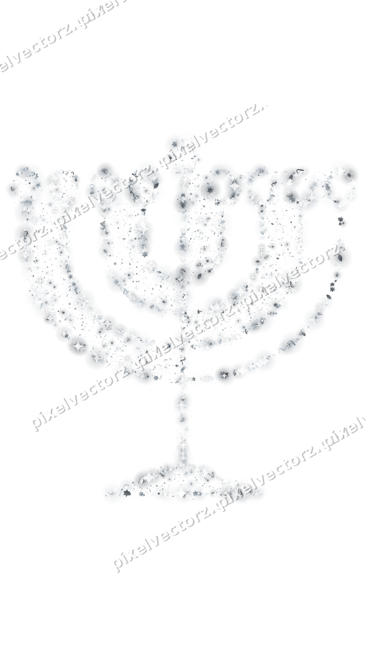Seamless glitter menorah in pale blue on a transparent background