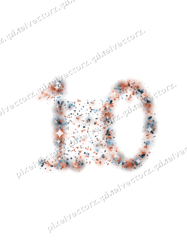 Seamless glitter number 10 in orange on a transparent background