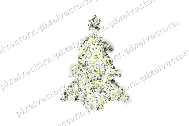 Seamless glitter christmas tree in yellow on a transparent background
