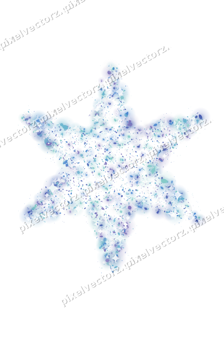 Seamless glitter star in blue and cyan on a transparent background