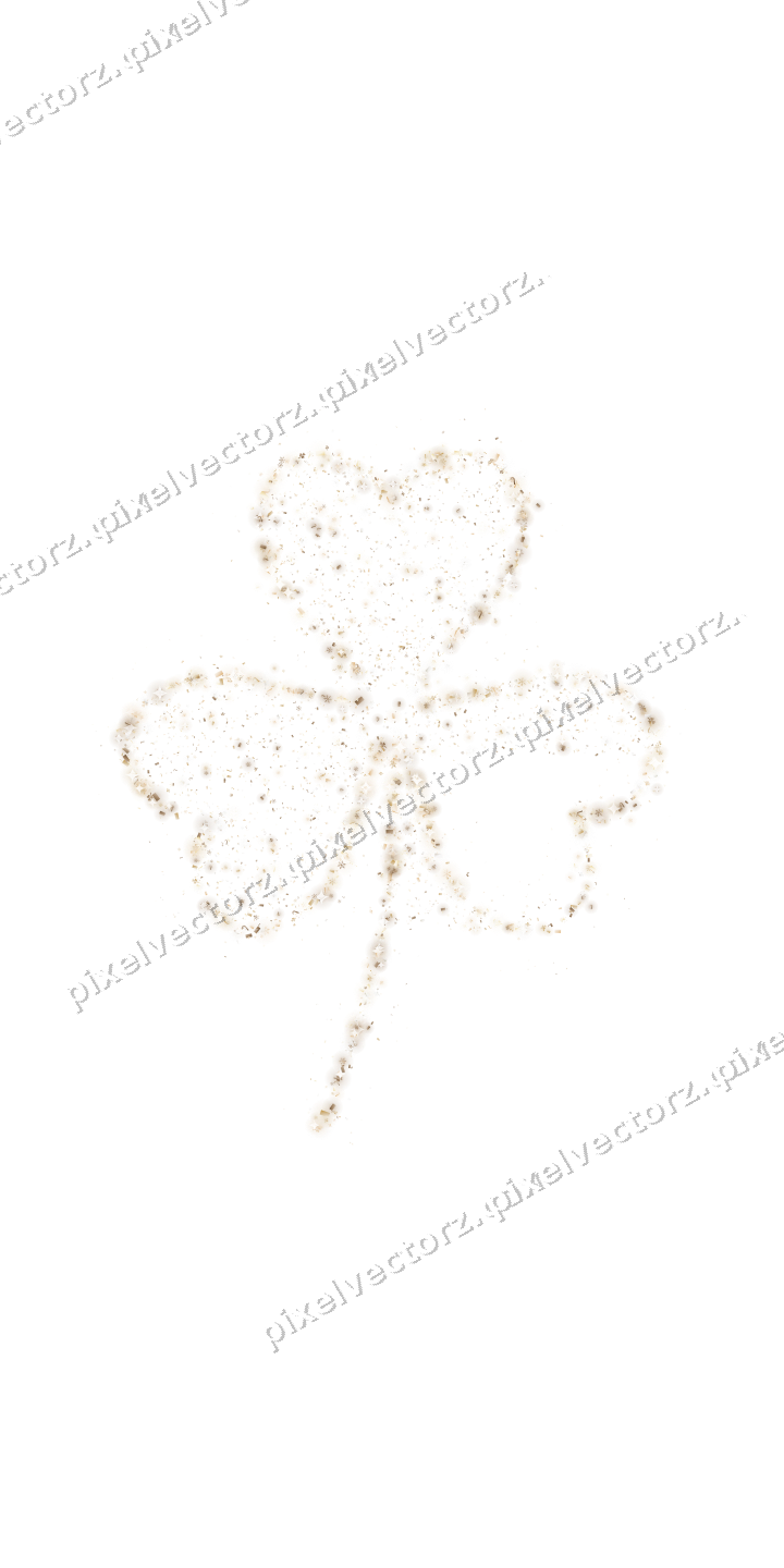 Seamless glitter shamrock in amber on a transparent background