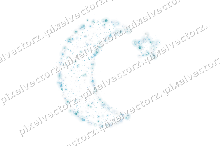 Seamless glitter crescent moon in cyan on a transparent background