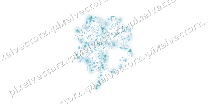 Seamless glitter four leaf clover in cyan on a transparent background