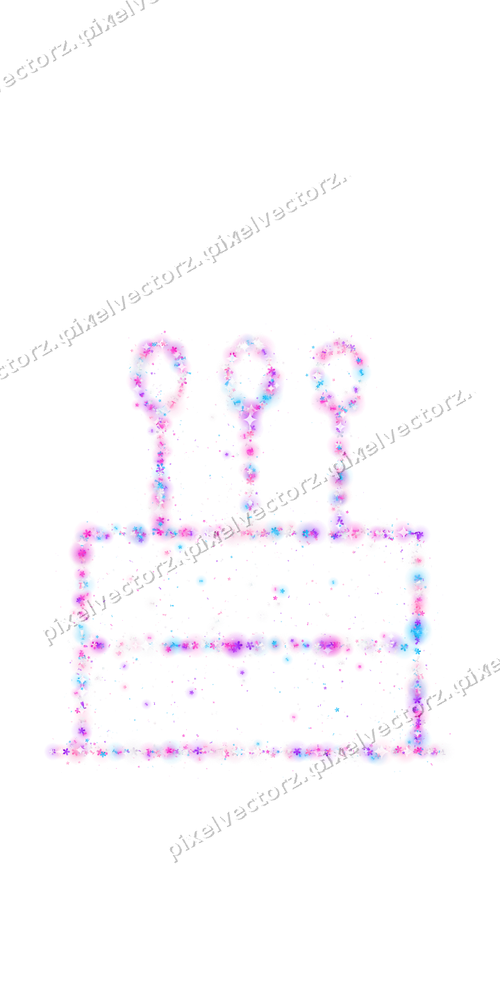Seamless glitter birthday cake in magenta on a transparent background