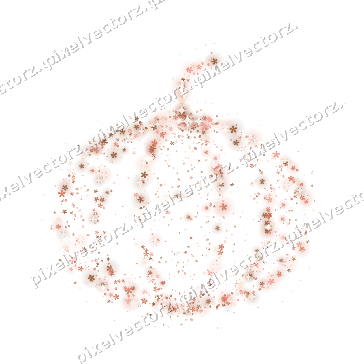Seamless glitter pumpkin of flowers on a transparent background
