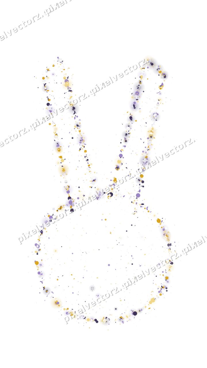 Seamless glitter easter bunny in amber on a transparent background
