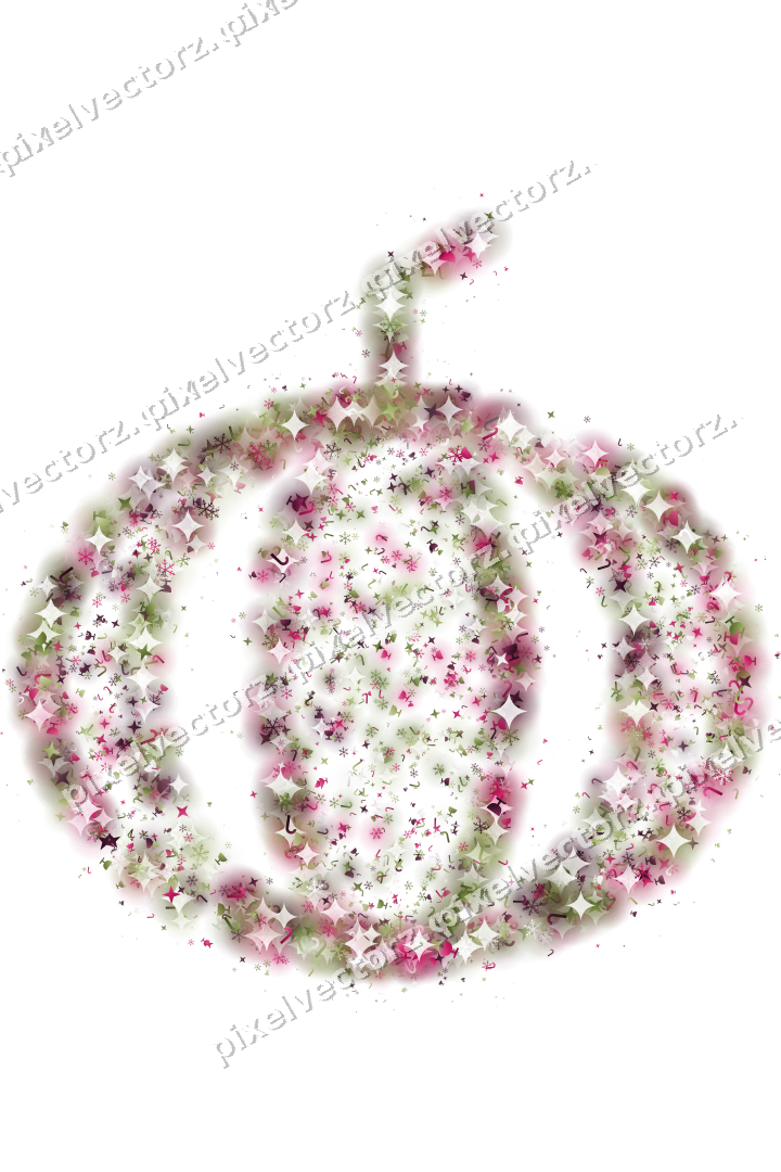 Seamless glitter pumpkin in lime and pink on a transparent background
