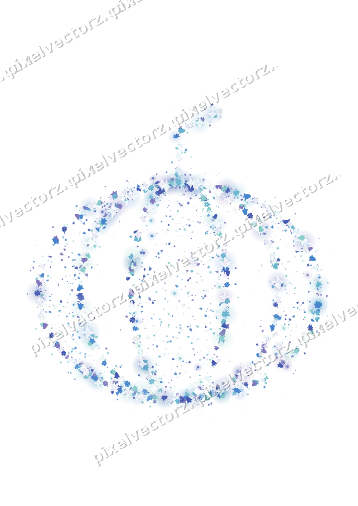 Seamless glitter pumpkin in blue and cyan on a transparent background