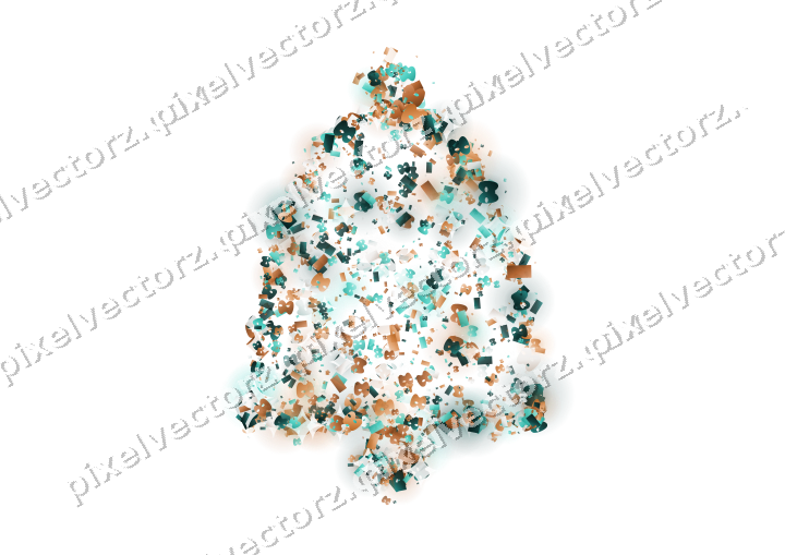 Seamless glitter bell in orange and teal on a transparent background