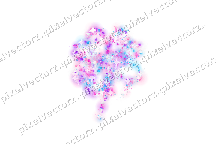 Seamless glitter clover leaf in magenta on a transparent background