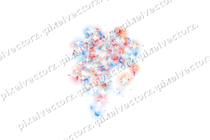 Seamless glitter four leaf clover in blue on a transparent background