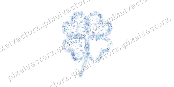 Seamless glitter four leaf clover in blue on a transparent background