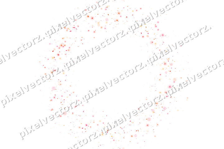 Seamless glitter wreath in red and orange on a transparent background