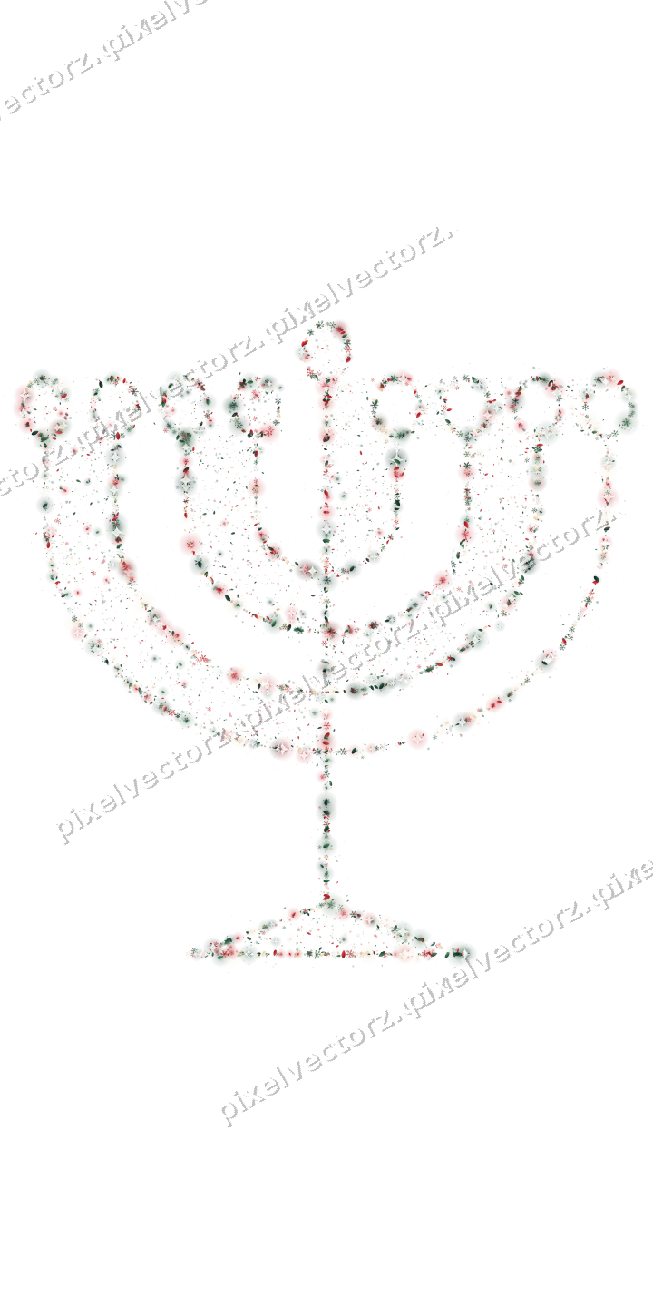 Seamless glitter menorah in dark green on a transparent background