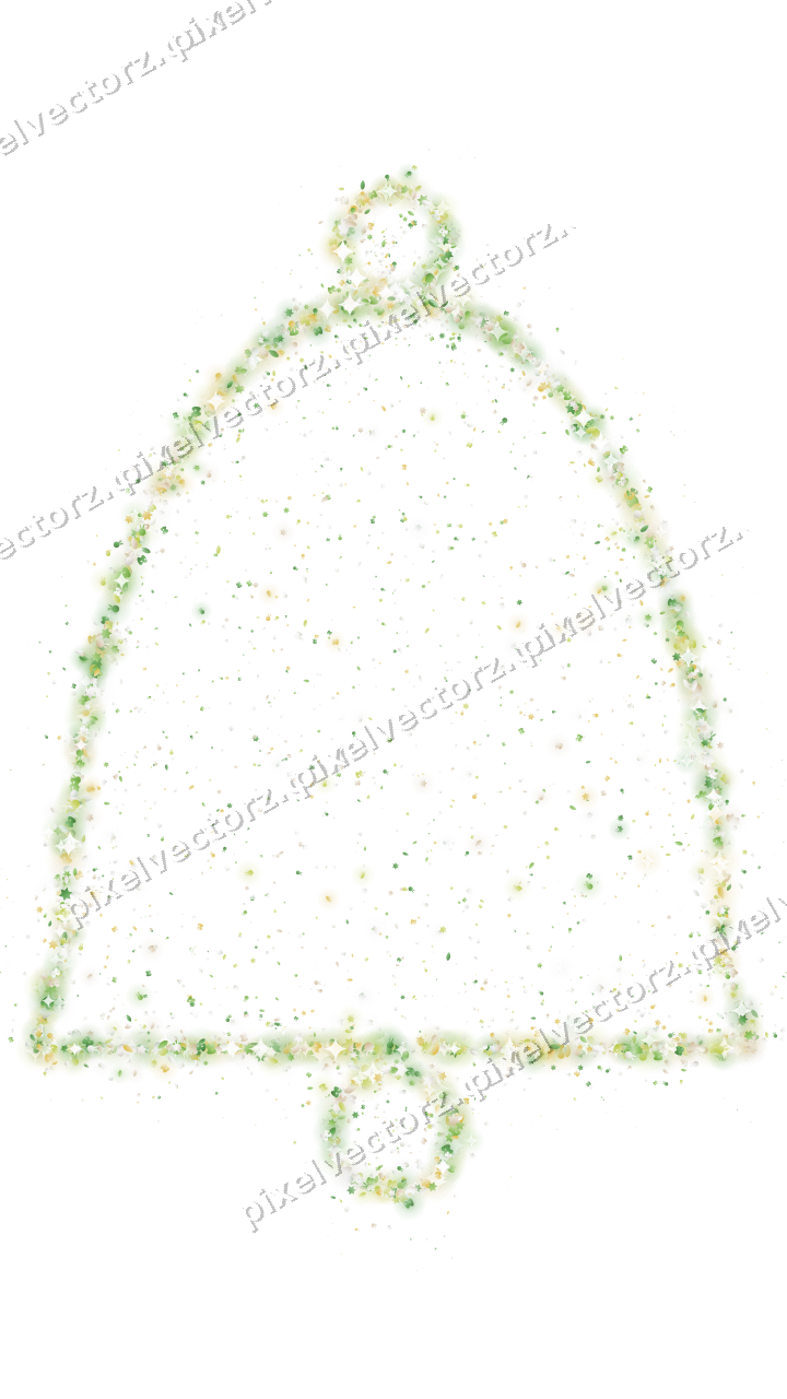 Seamless glitter bell of stars and bunnies on a transparent background