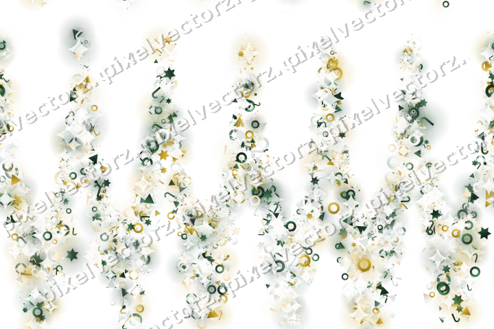 Seamless glitter garland in dark green on a transparent background