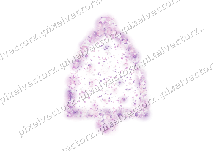 Seamless glitter bell of stars and clovers on a transparent background