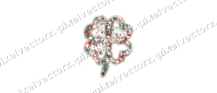 Seamless glitter four leaf clover on a transparent background