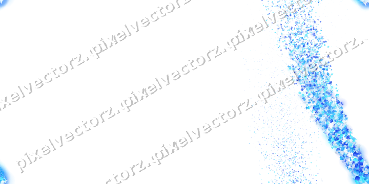 Seamless star trail in cyan and blue on a transparent background