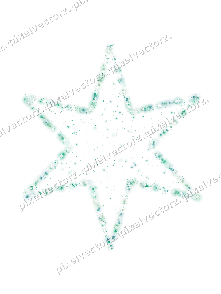 Seamless glitter star in green and teal on a transparent background