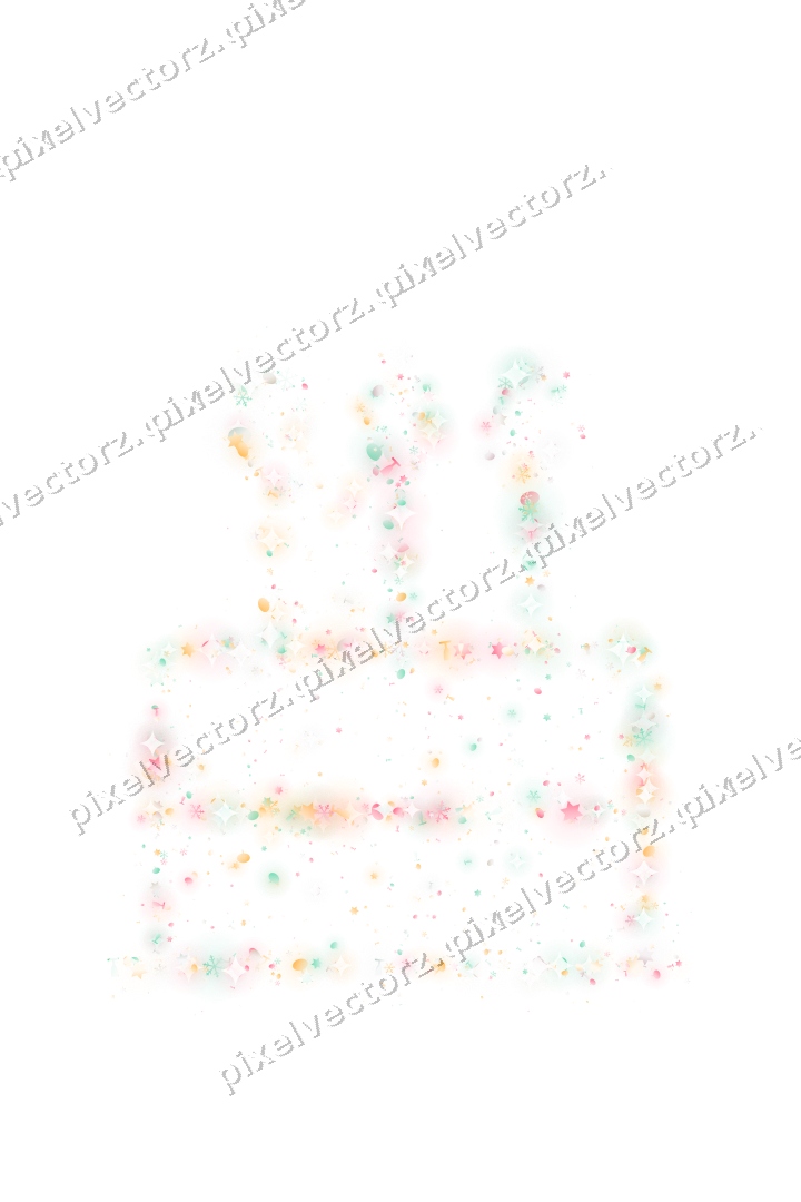 Seamless glitter birthday cake on a transparent background