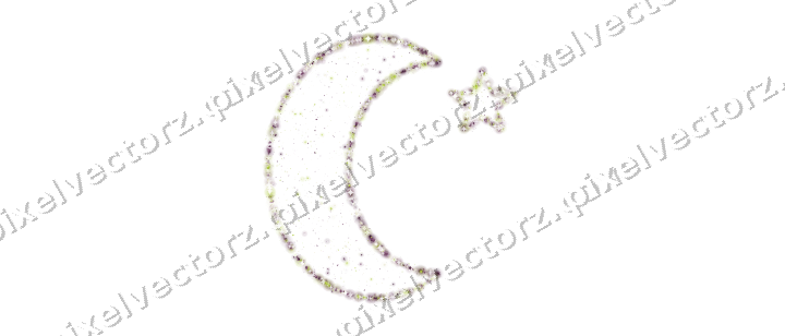 Seamless glitter crescent moon on a transparent background