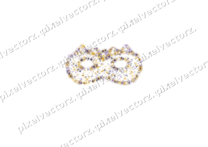 Seamless glitter carnival mask in amber on a transparent background