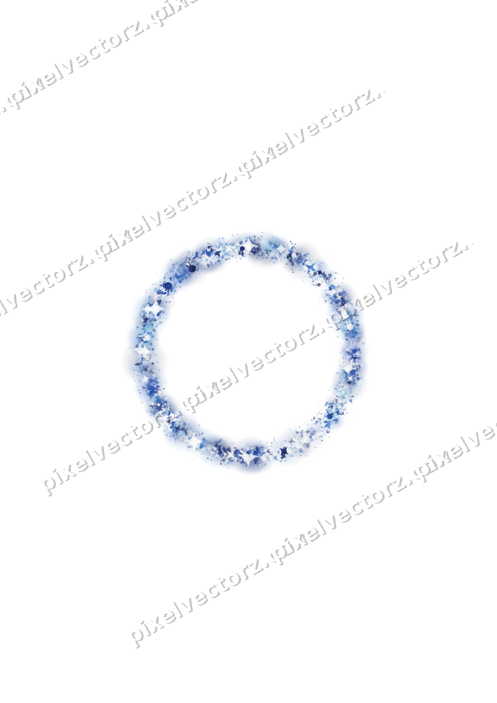 Seamless glitter wreath in blue and cyan on a transparent background