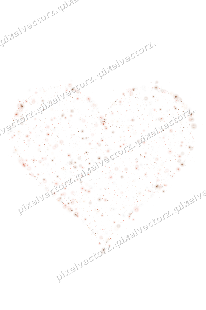 Seamless glitter heart in orange and red on a transparent background