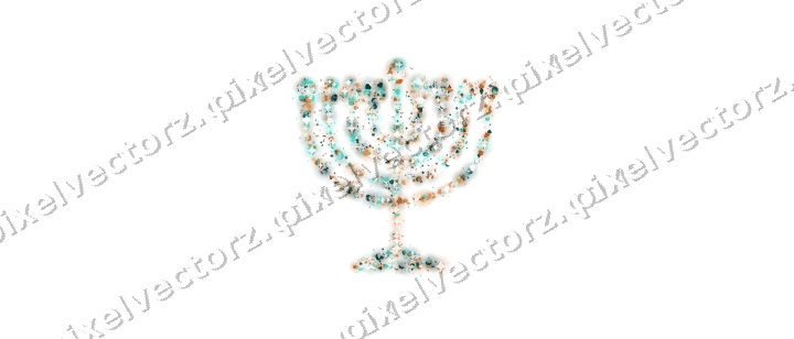 Seamless glitter menorah in orange on a transparent background