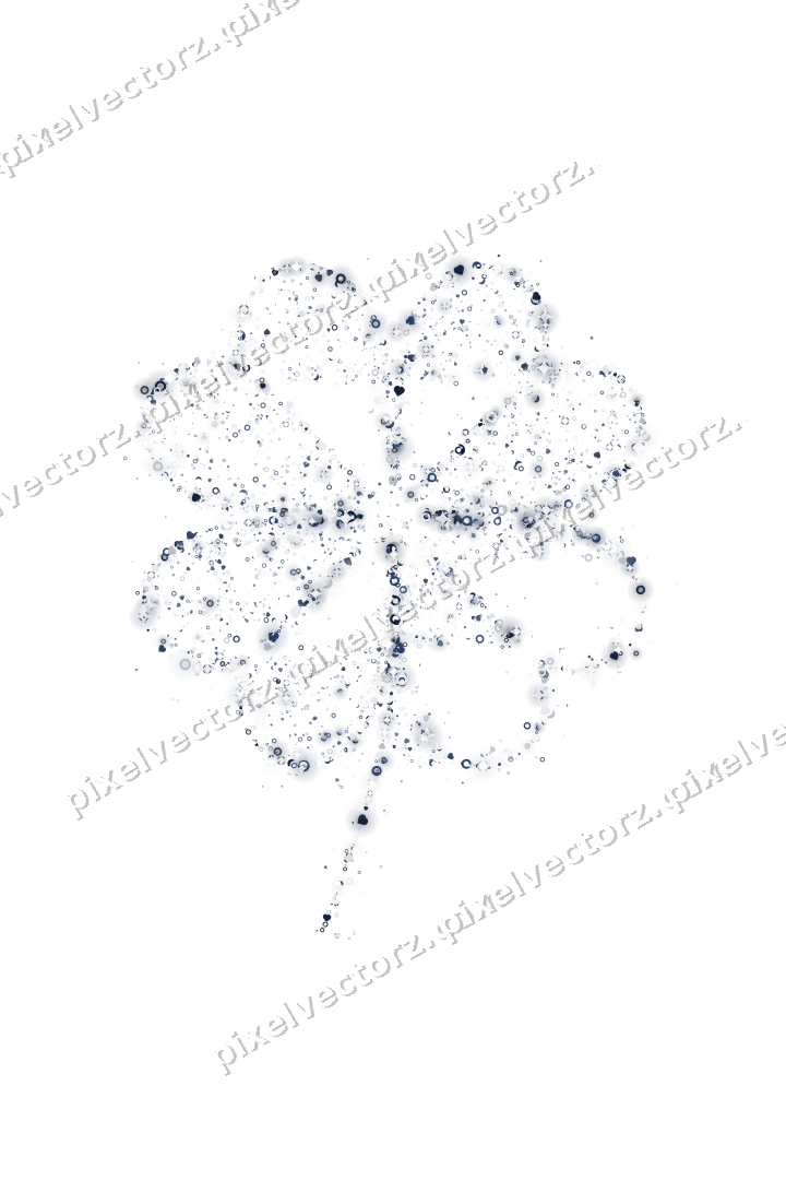 Seamless glitter clover leaf in dark blue on a transparent background