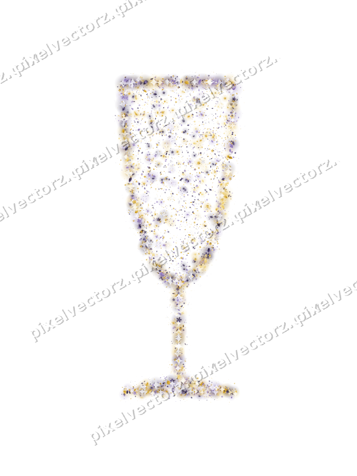 Seamless glitter champagne flute in amber on a transparent background