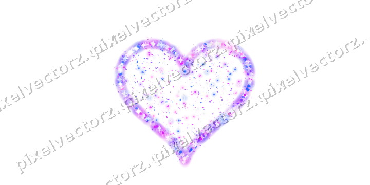 Seamless glitter heart in purple and blue on a transparent background