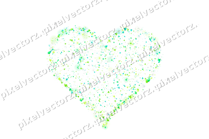 Seamless glitter heart in green and lime on a transparent background