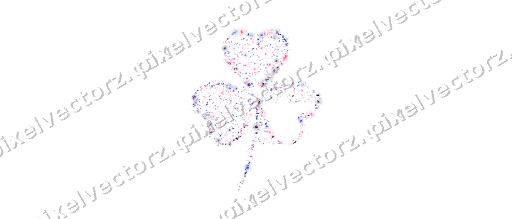 Seamless glitter shamrock in pink and blue on a transparent background