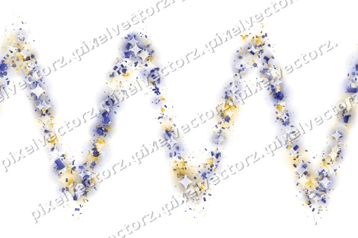Seamless glitter wave in dark blue on a transparent background
