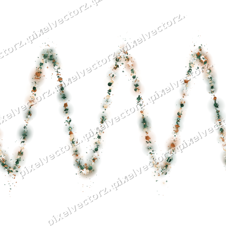 Seamless glitter wave in dark green on a transparent background