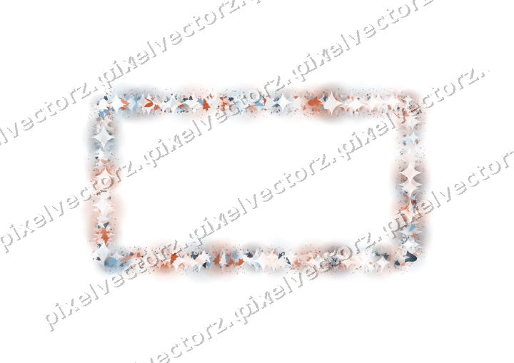 Seamless glitter frame in orange and cyan on a transparent background