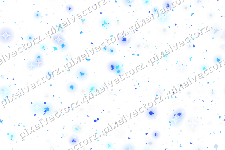 Seamless glitter scatter in cyan and blue on a transparent background