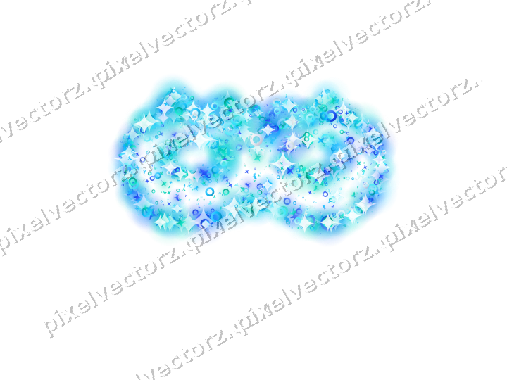 Seamless glitter carnival mask in cyan on a transparent background