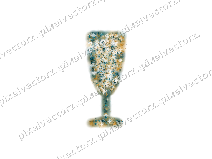 Seamless glitter champagne flute in amber on a transparent background