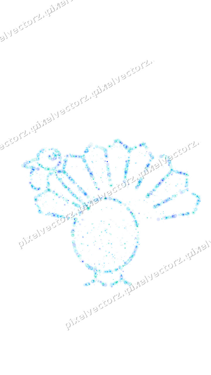 Seamless glitter turkey in cyan and teal on a transparent background